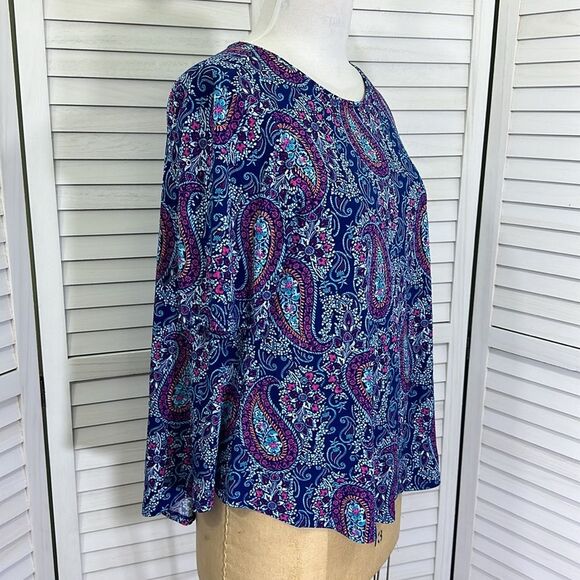 Chico’s Paisley Short Sleeve Top Size 2 (12)  Stretchy NWOT - Picture 5 of 12
